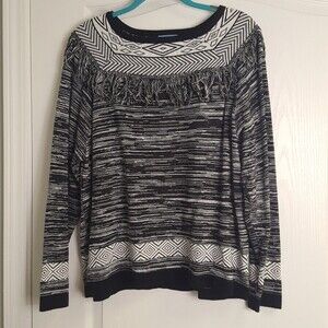 Retro Black White Fringe Sweater KORET